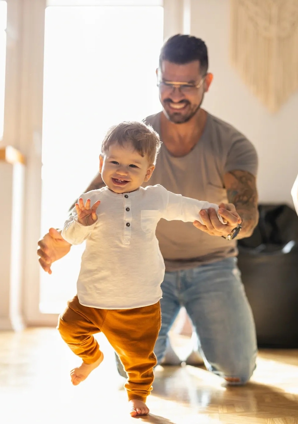 Single father with his child — confident and caring